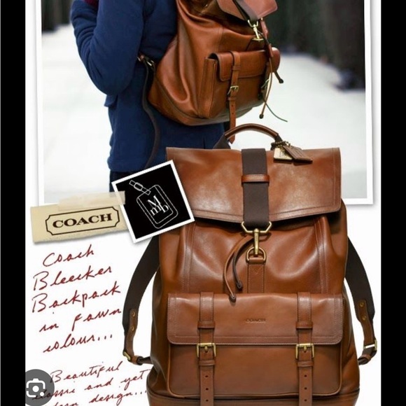Coach Brown Bleeker Leather Men's Backpack - Picture 8 of 8